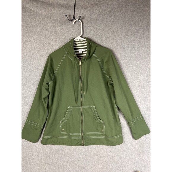 Anne Klein  Sport Womens 1X Jacket & Pants Full Zip Nautical Olive Green 2 Pcs - Picture 3 of 16